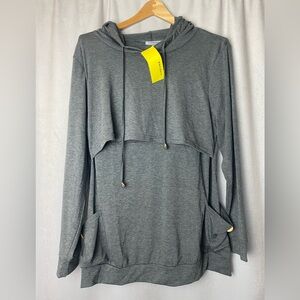 Nursing Athletic Cozy Charcoal Women's Hoodie with pockets !by Ginkana L
